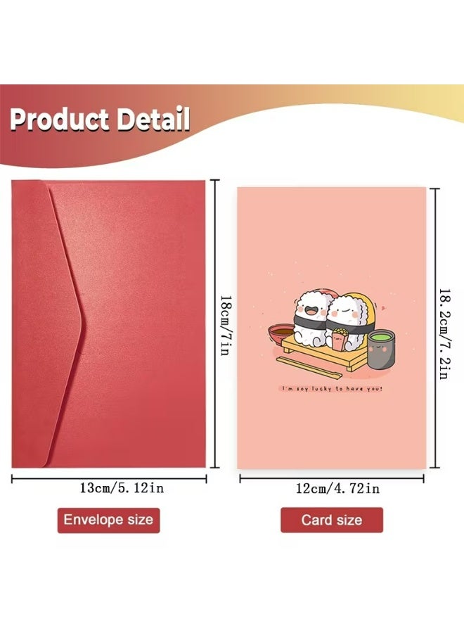 Kandid Cute Valentine's Card 1pc "Happy Valentine's Day" Sushi (Sushi) - Image 4